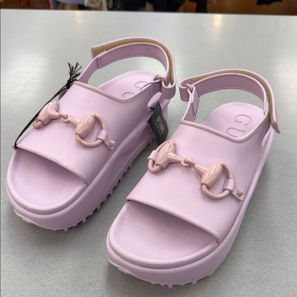 Gucci Light Pink Rubber Mules - Picture 2 of 15
